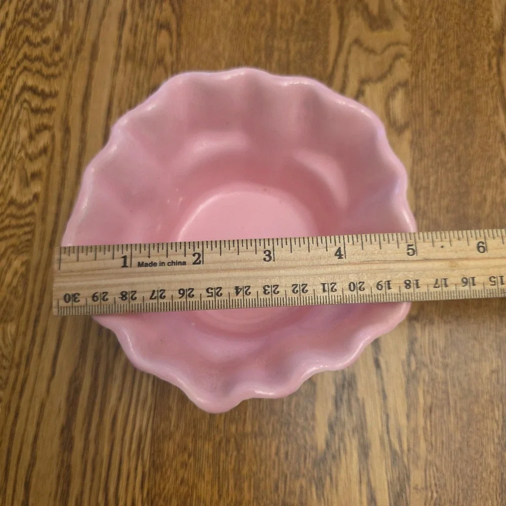 Vintage 1964 Miramar of California Pink Tree Bark Ruffled Bowl Planter 267 MCM